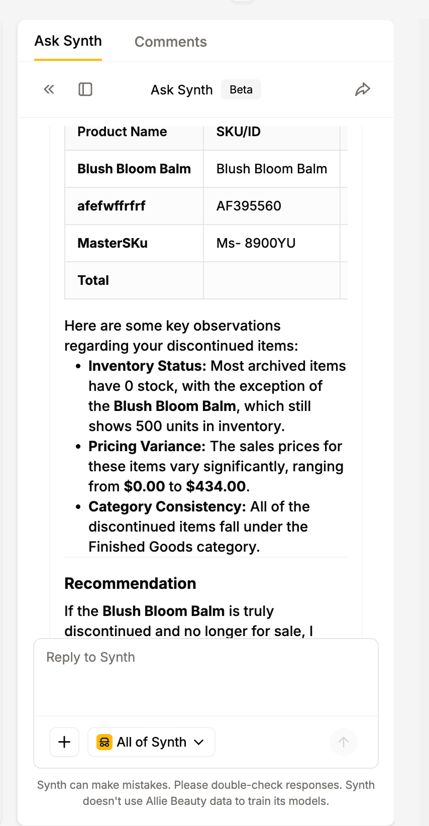 Agent decision support panel