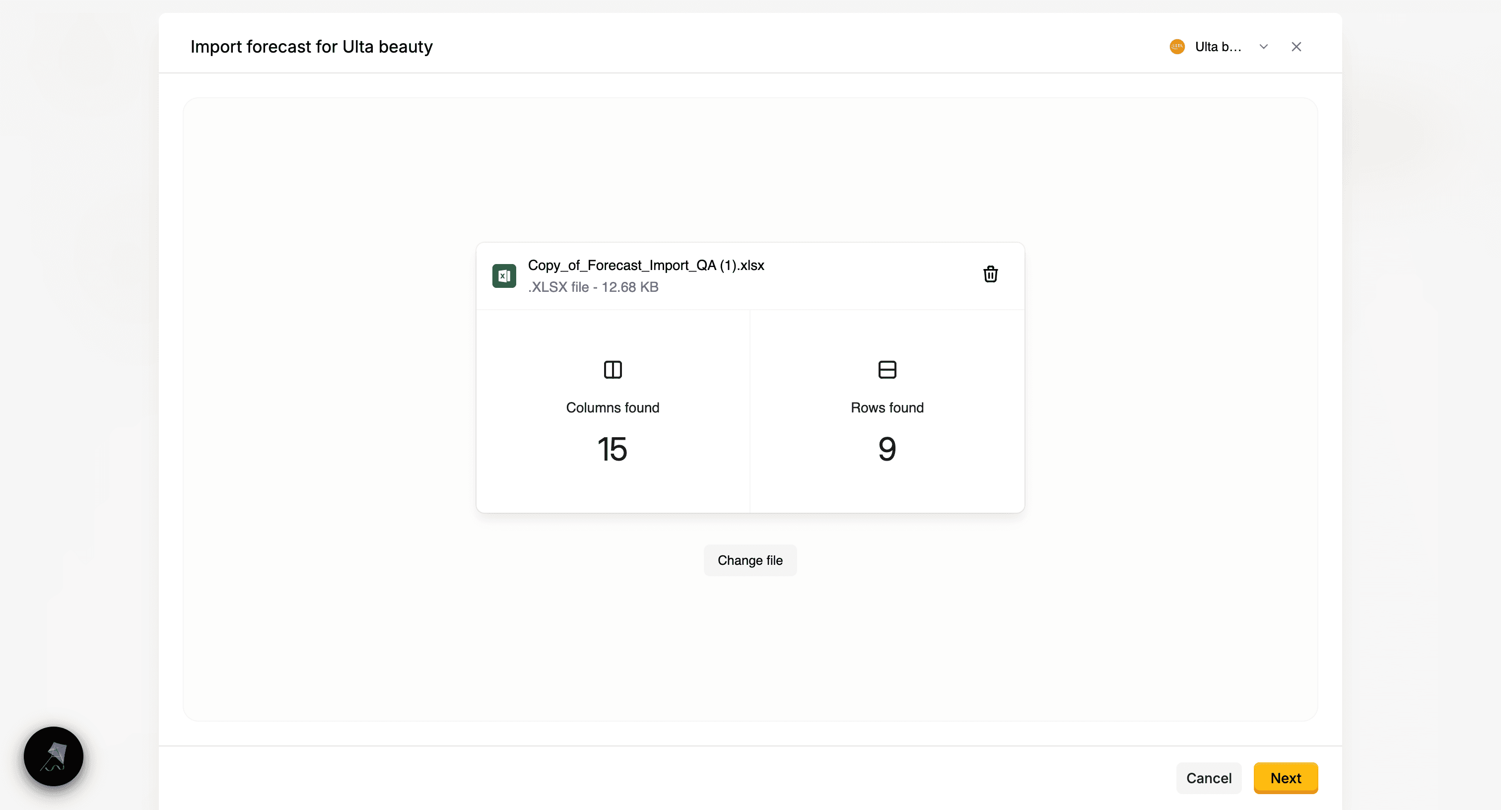 Forecast import workflow: additional step