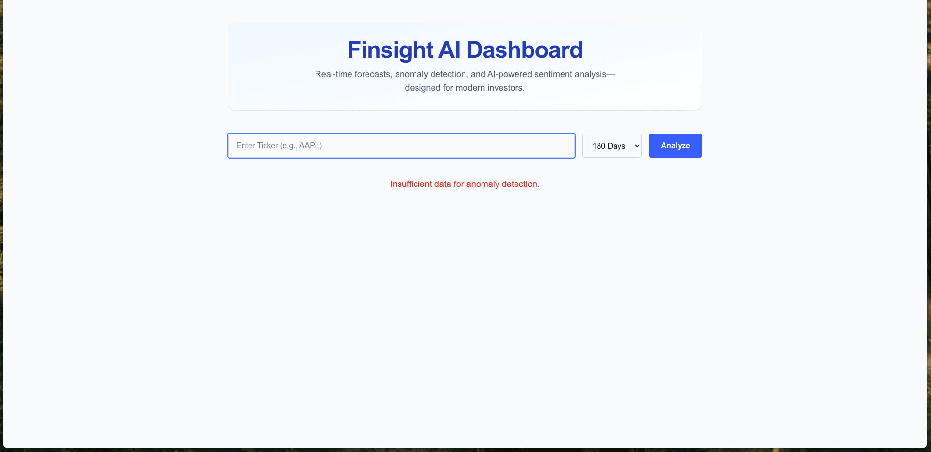 Finsight AI Terminal prototype preview